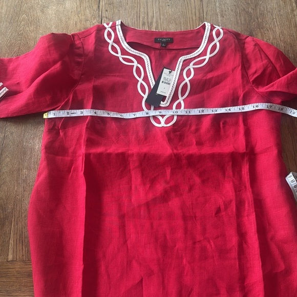 TALBOTS RED VNECK LINEN BLOUSE $79.00 RETAIL! - Picture 5 of 8